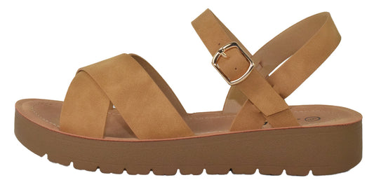 Chester-S Women's Natural Cross-Strap Flatform Sandals