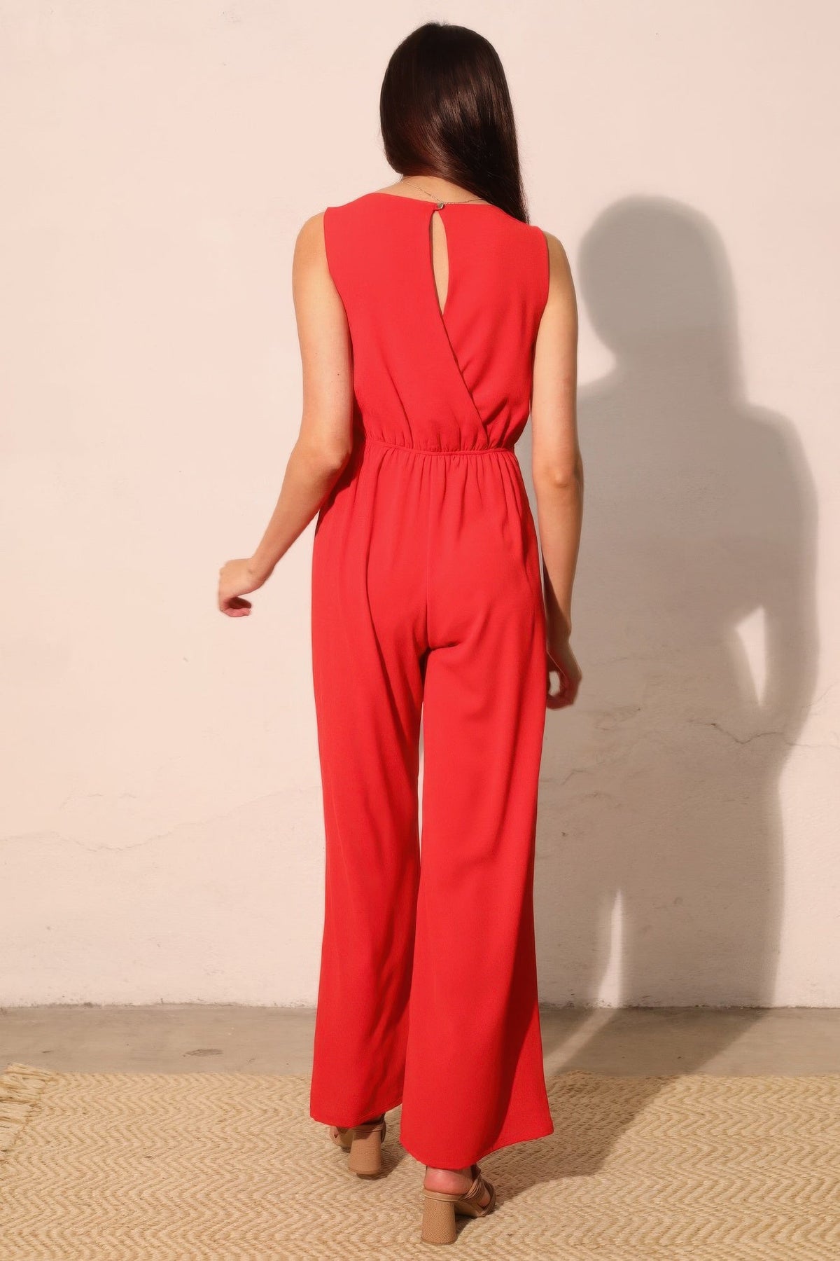Textured Twist-Front Jumpsuit