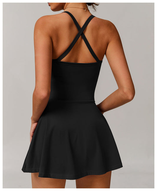 Draped Front Crossback Dress-1