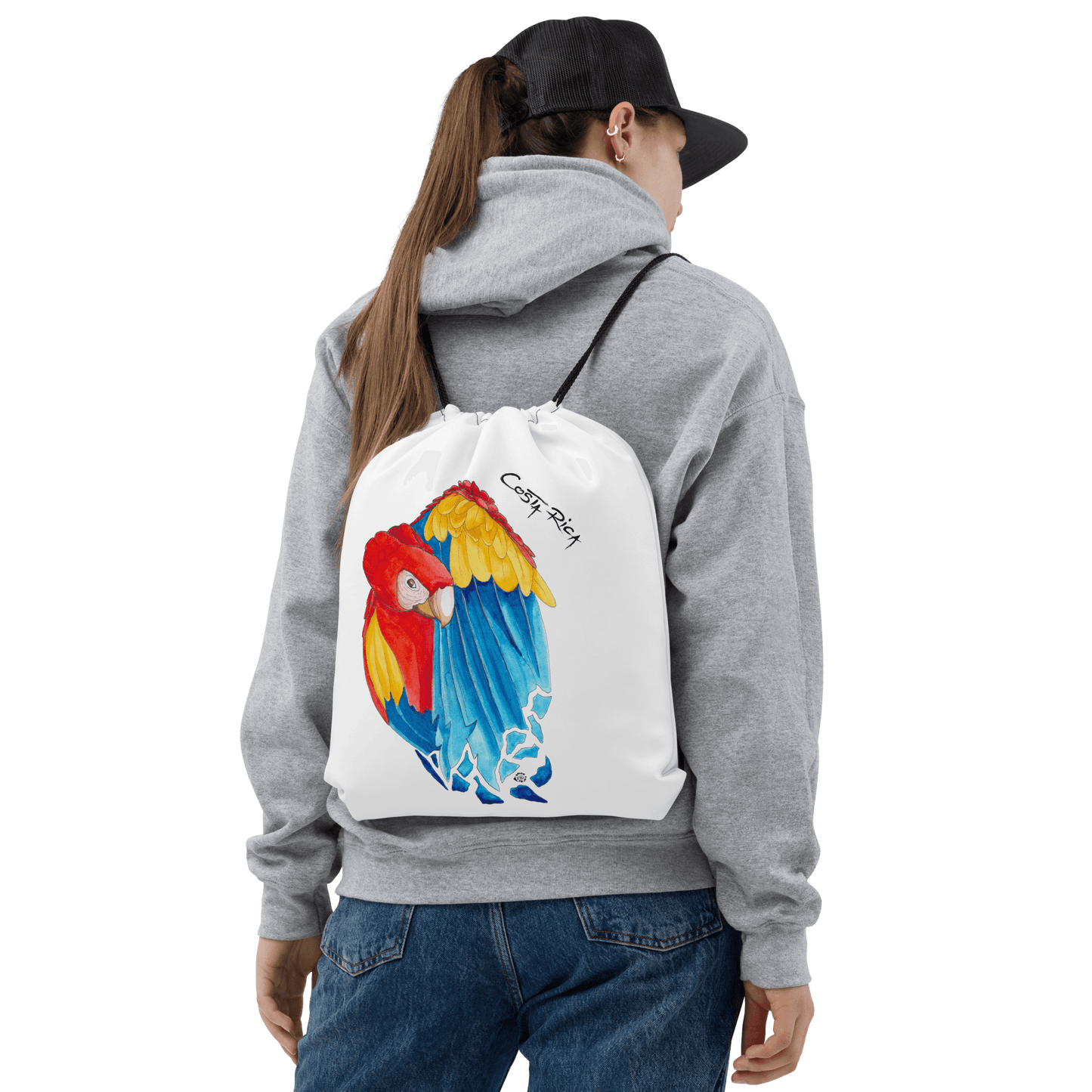 SC Sitting Macaw Drawstring bag