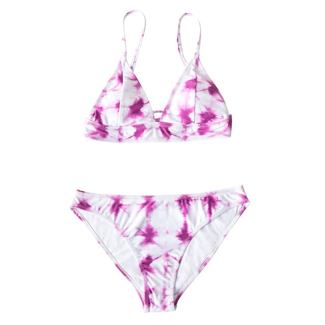 Tie-Dye Low-Waist Bikini Set – Colorful Two-Piece Swimsuit for Women