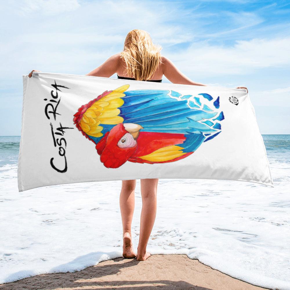 Macaw Beach Towel — Vibrant Tropical Bird Print | US Tico