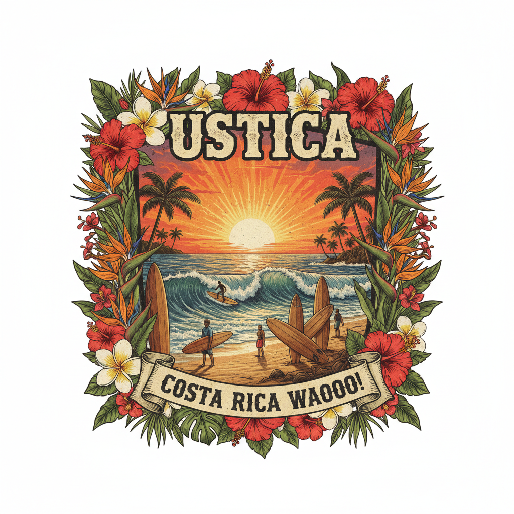 USTICA Realistic Floral Surf Back Patch v2