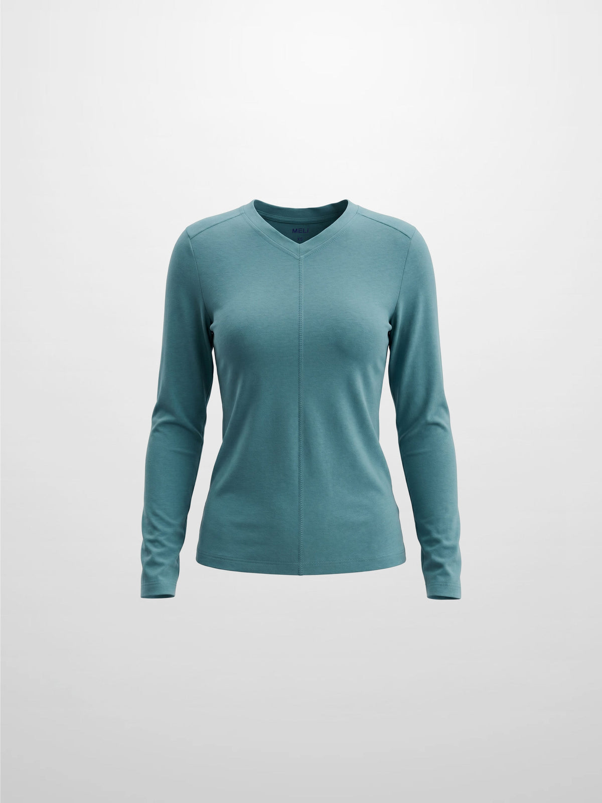 Teal Center Seam High V-Neck Tee | USTICO