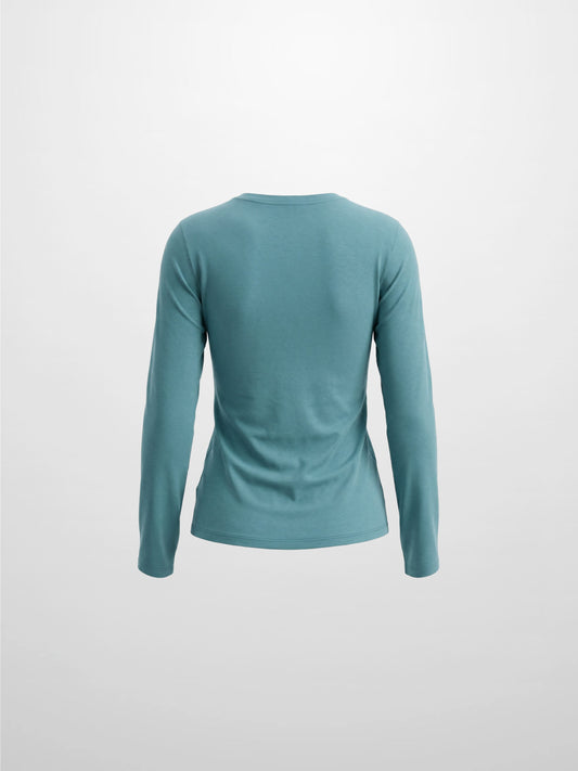 Teal Center Seam High V-Neck Tee | USTICO