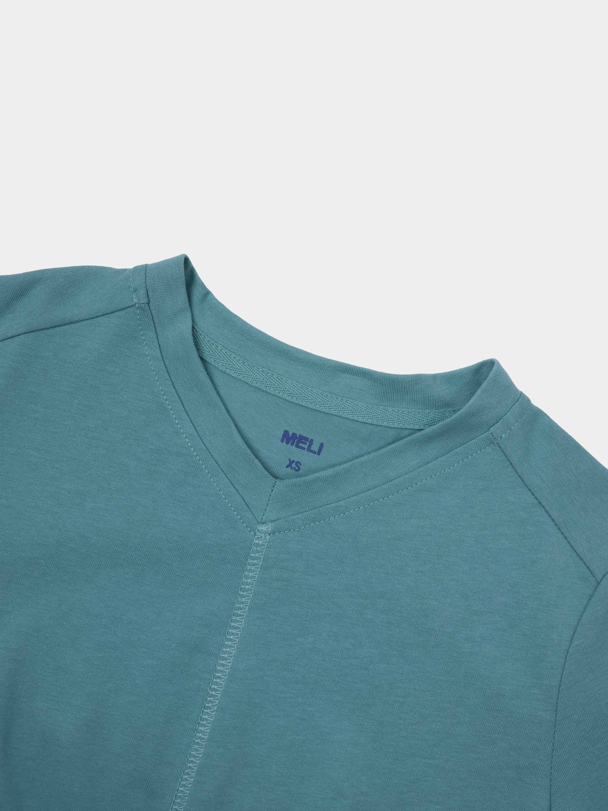 Teal Center Seam High V-Neck Tee | USTICO