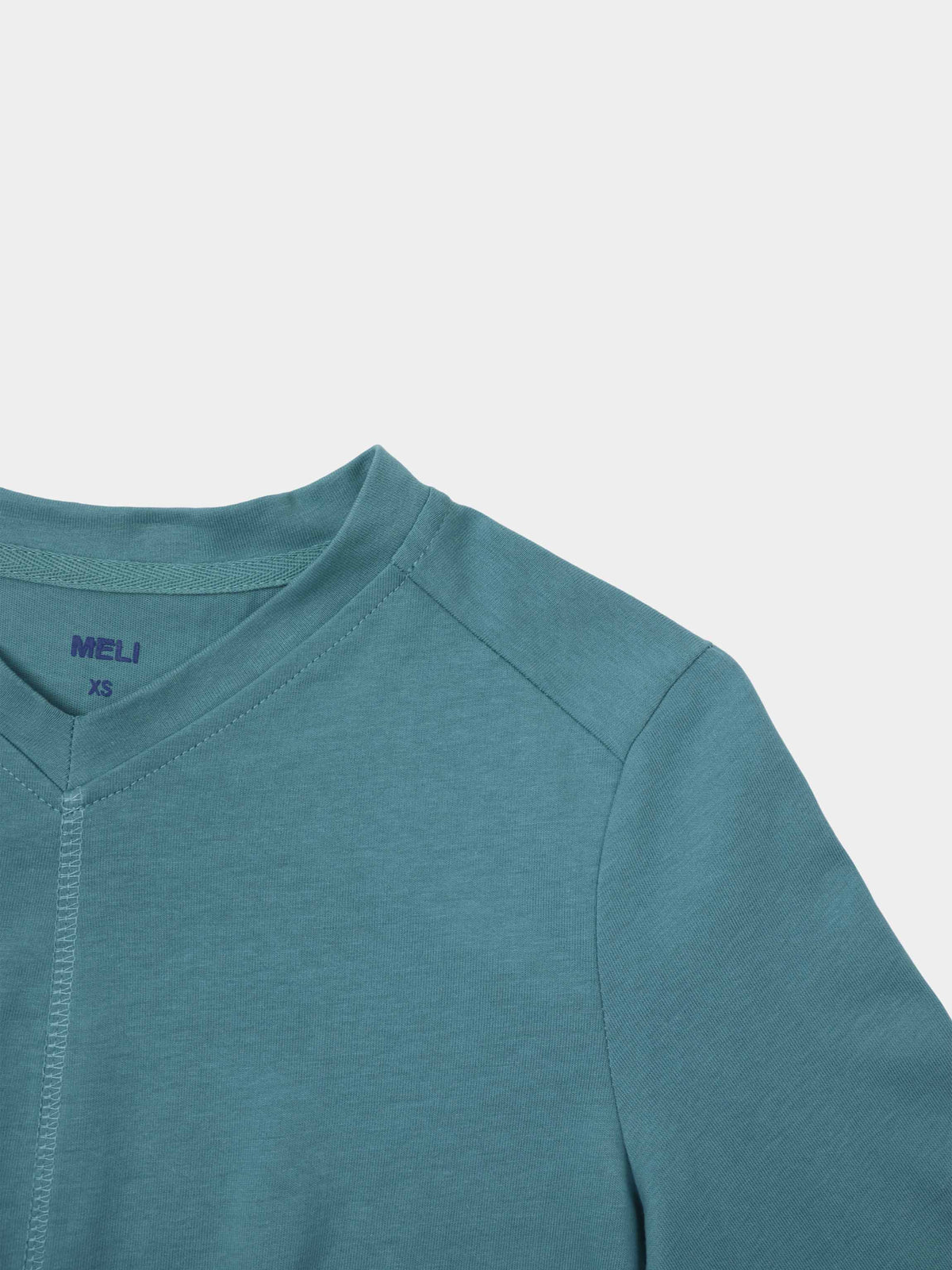 Teal Center Seam High V-Neck Tee | USTICO