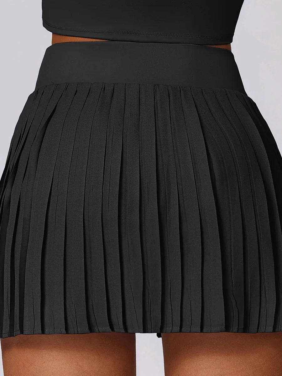 Asymmetrical Pleated Tennis Skirt-1