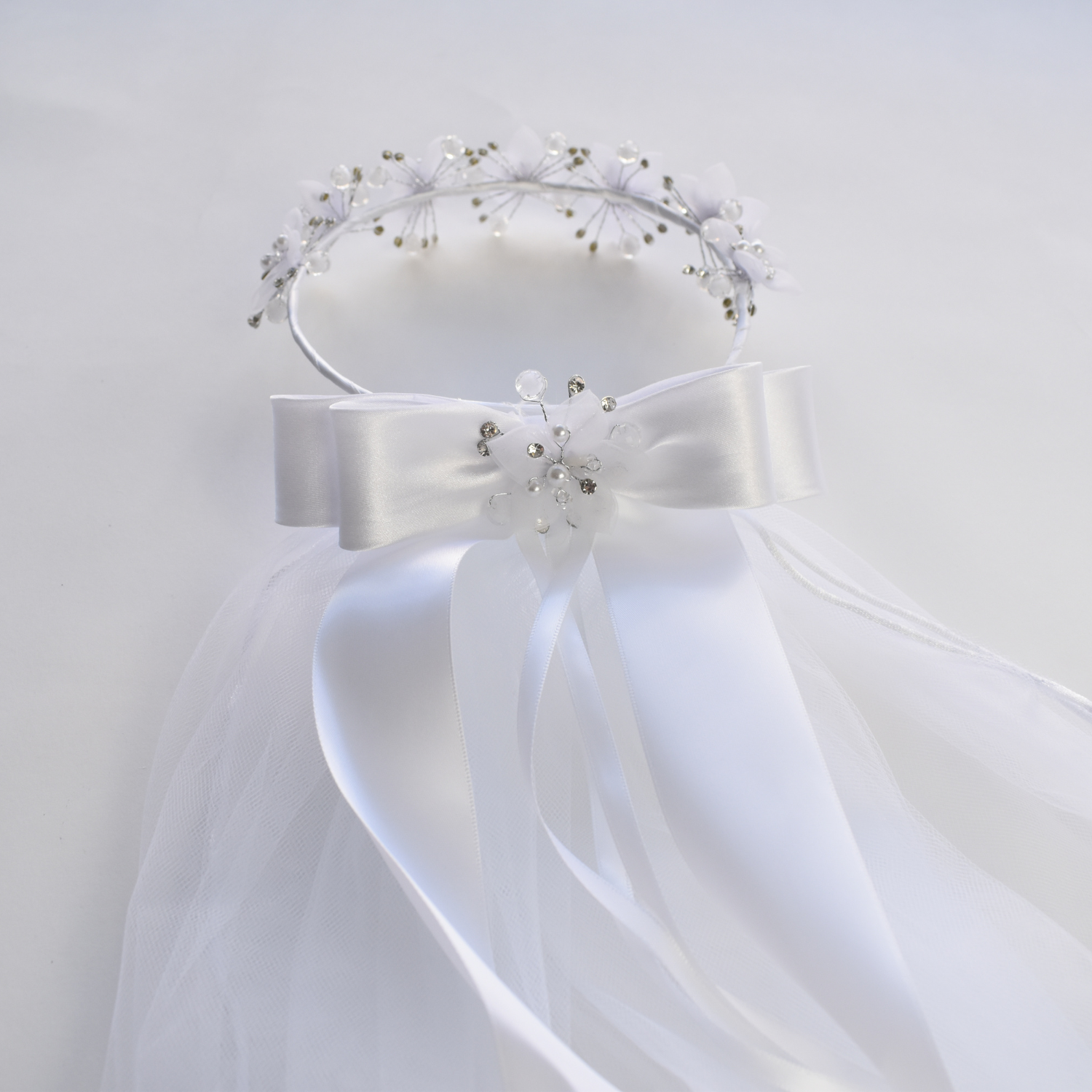 Flowers bow veil for girls dresses-2