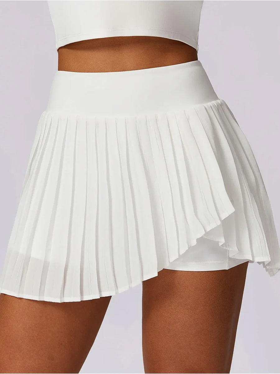 Asymmetrical Pleated Tennis Skirt-4