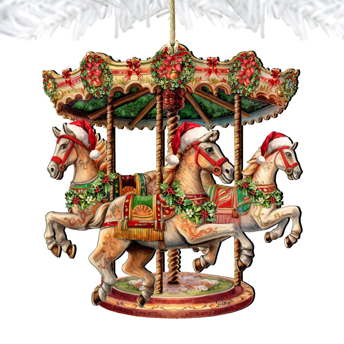 Christmas Carousel Wooden Ornaments by G. Debrekht Christmas Decor - 8611030