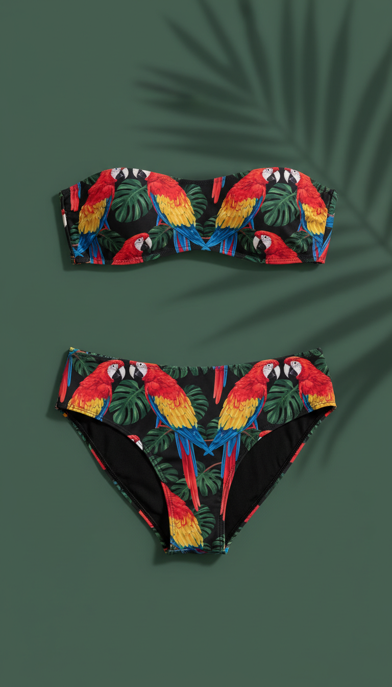 Scarlet Macaw Print Bikini Set