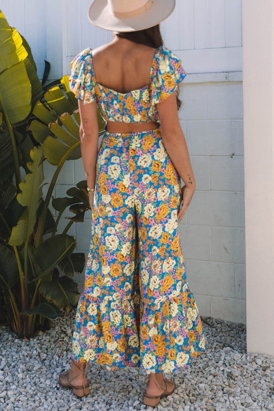 Amayah Allover Shirred Cut Out High Waist Jumpsuit-1