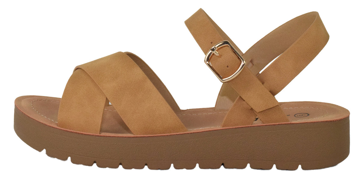 Chester-S Women's Natural Cross-Strap Flatform Sandals