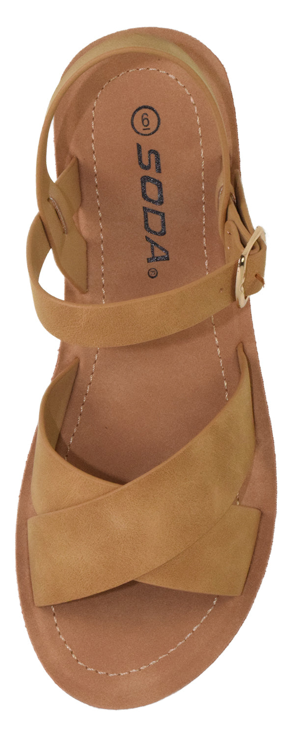 Chester-S Women's Natural Cross-Strap Flatform Sandals