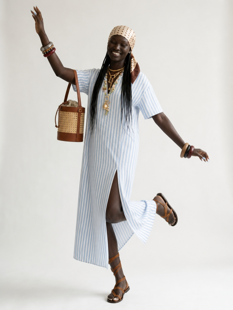 Wanderlust Striped Slit Maxi Dress