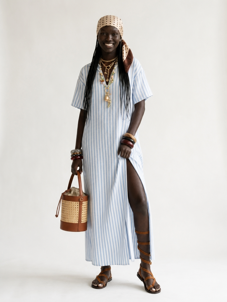 Wanderlust Striped Slit Maxi Dress