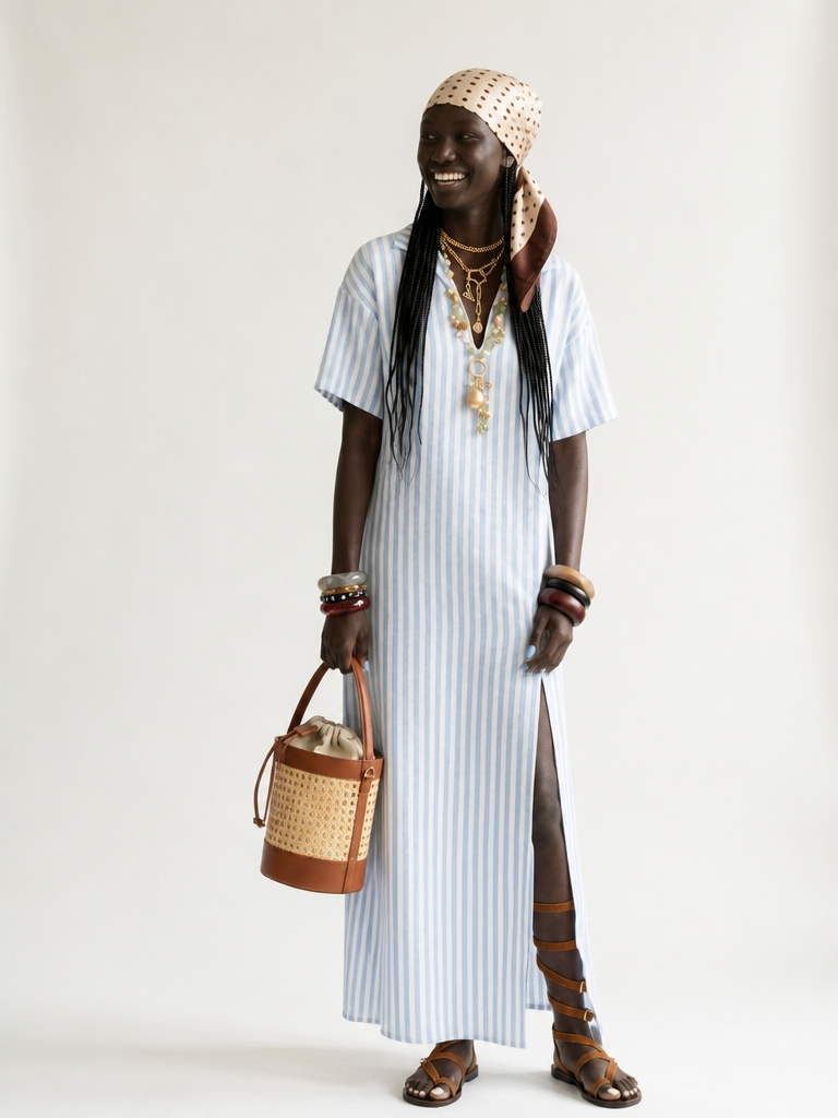 Wanderlust Striped Slit Maxi Dress
