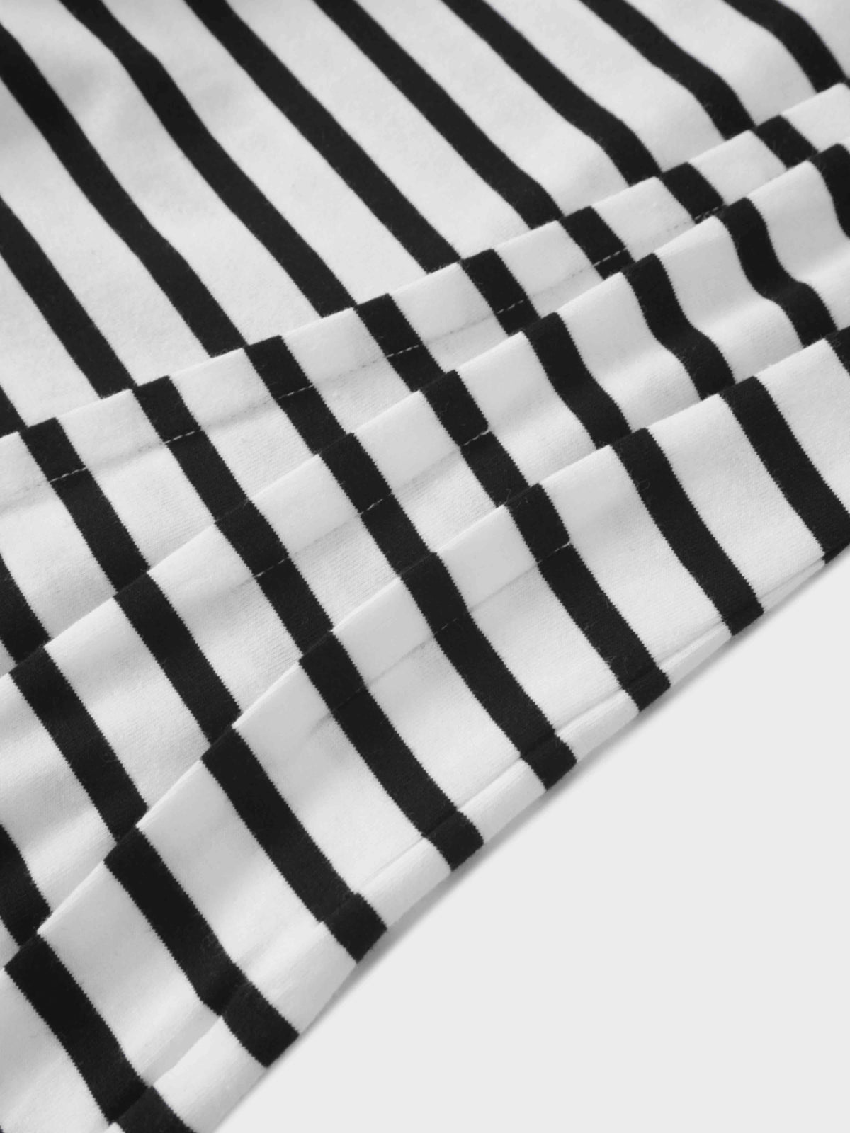 Black & White Striped Pleat Seam T-Shirt | USTICO