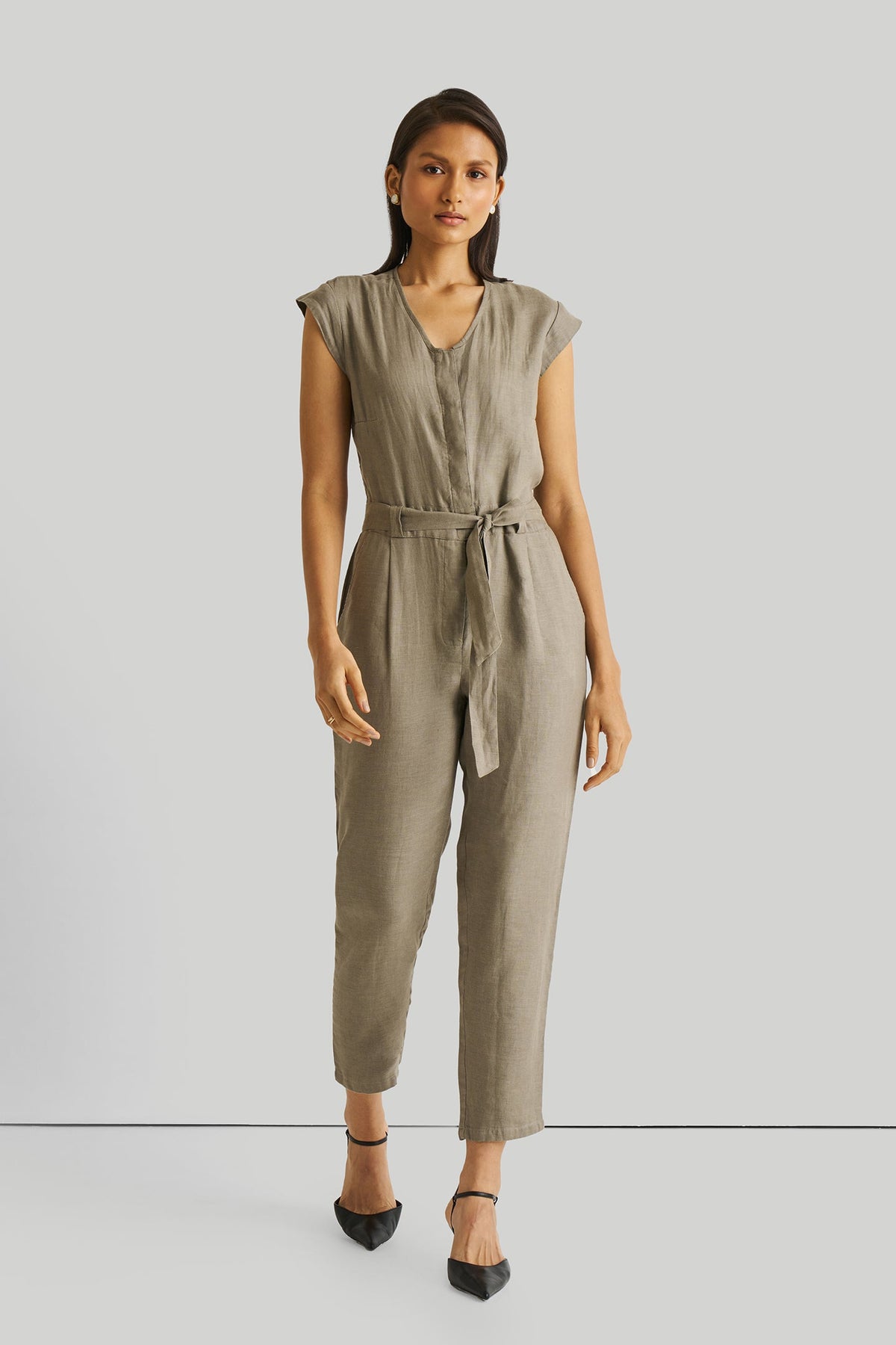 Evening Chai Jumpsuit in Dark Green-3