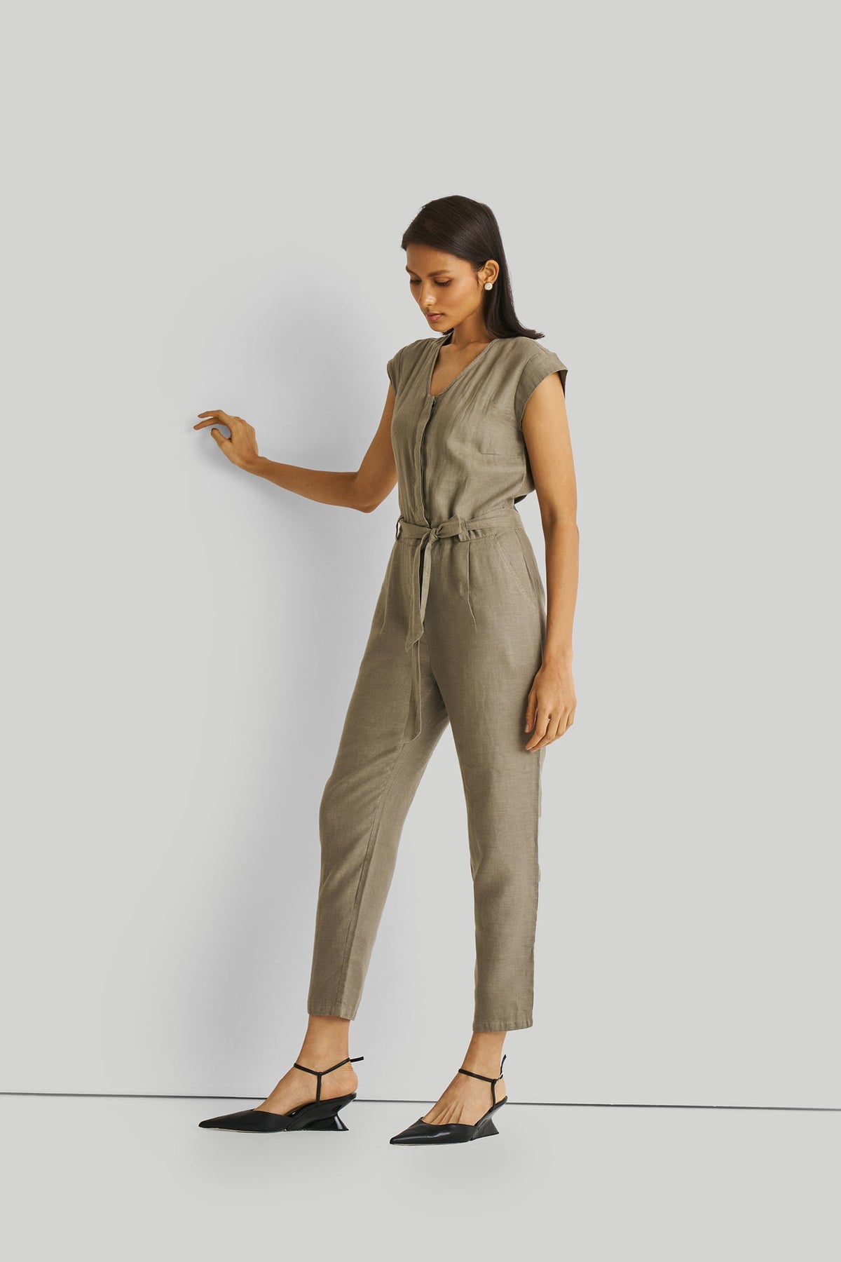 Evening Chai Jumpsuit in Dark Green-4