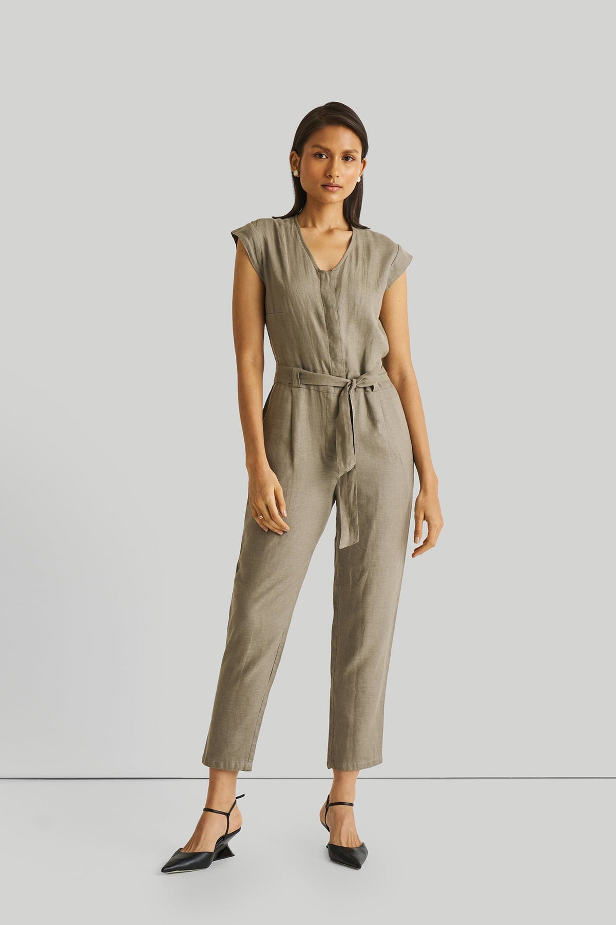 Evening Chai Jumpsuit in Dark Green-0