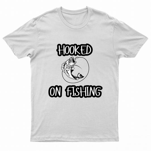 Adults Unisex Hooked on Fishing Printed T-Shirts