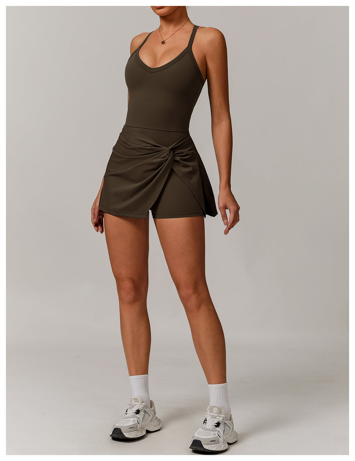 Draped Front Crossback Dress-4