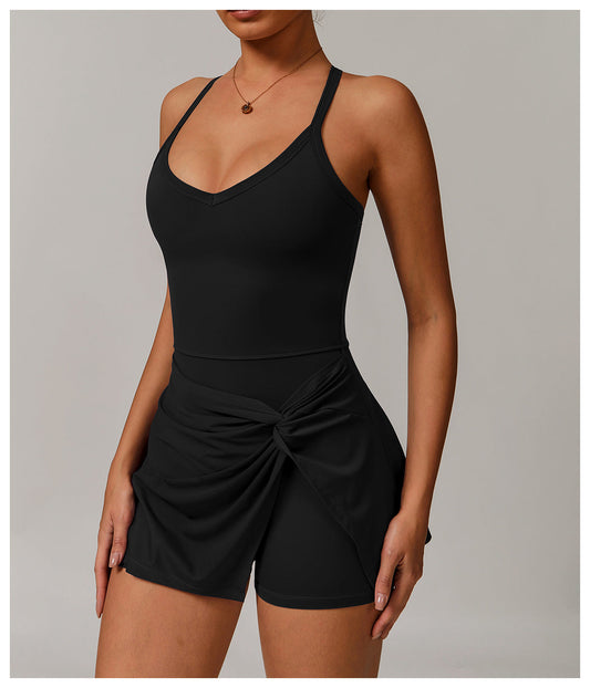 Draped Front Crossback Dress-0