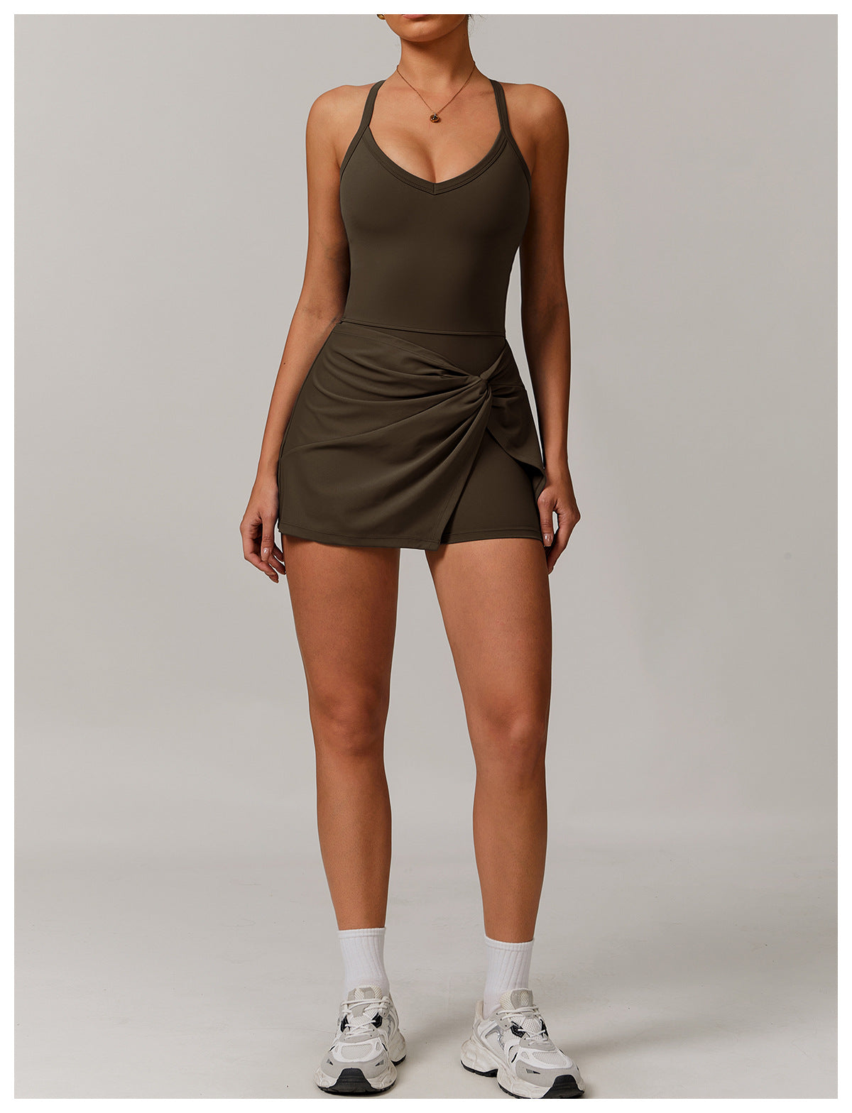 Draped Front Crossback Dress-3