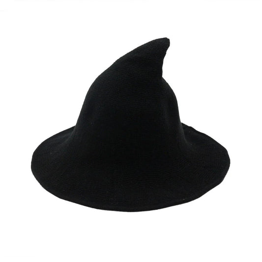 Vintage Halloween Witch Hat – Black Wool Blend Folding Costume-0
