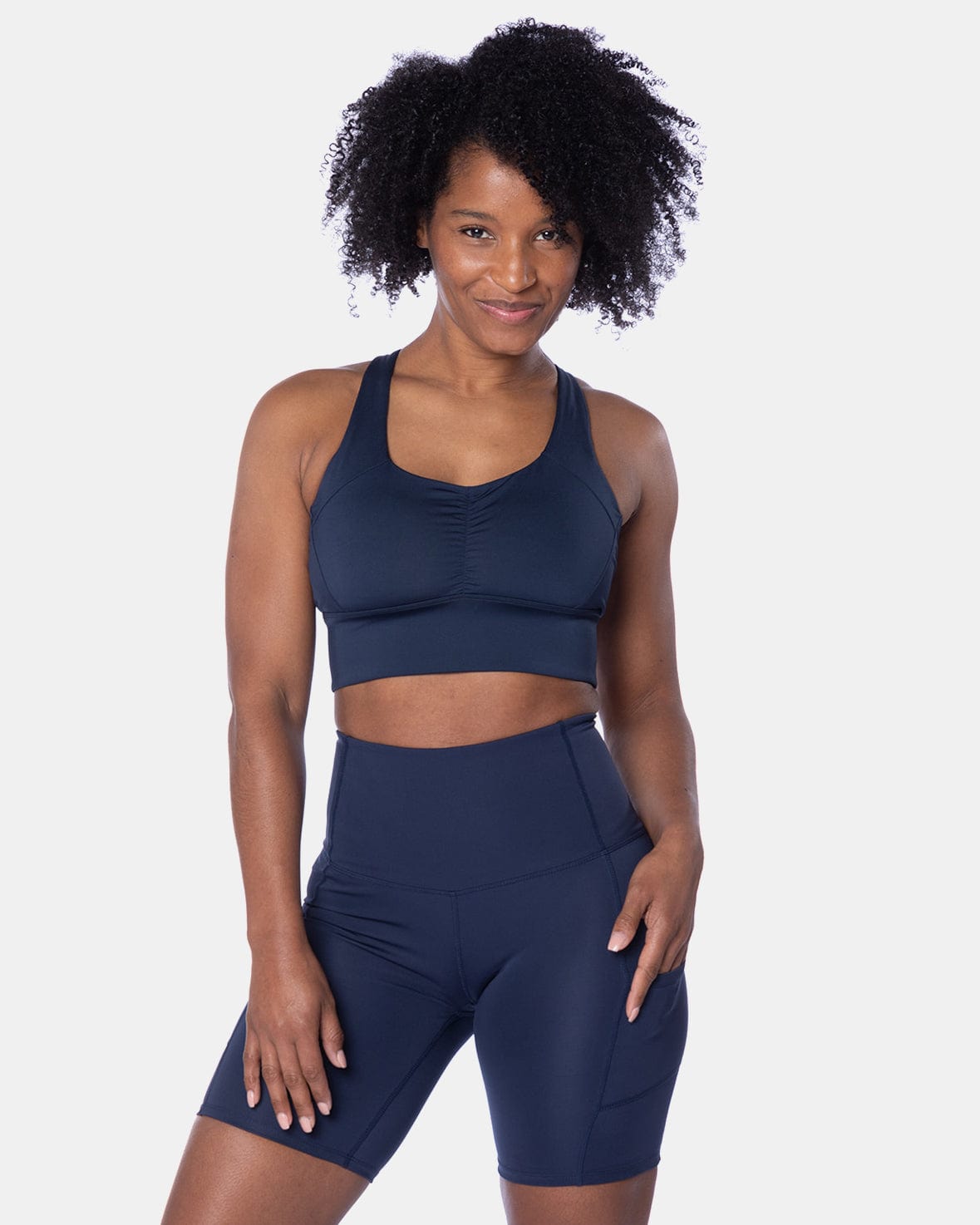 Hi Five High-Waisted Biker Short – Night Swim Navy (XS/S)-1