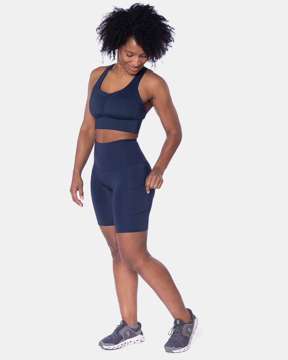 Hi Five High-Waisted Biker Short – Night Swim Navy (XS/S)-3