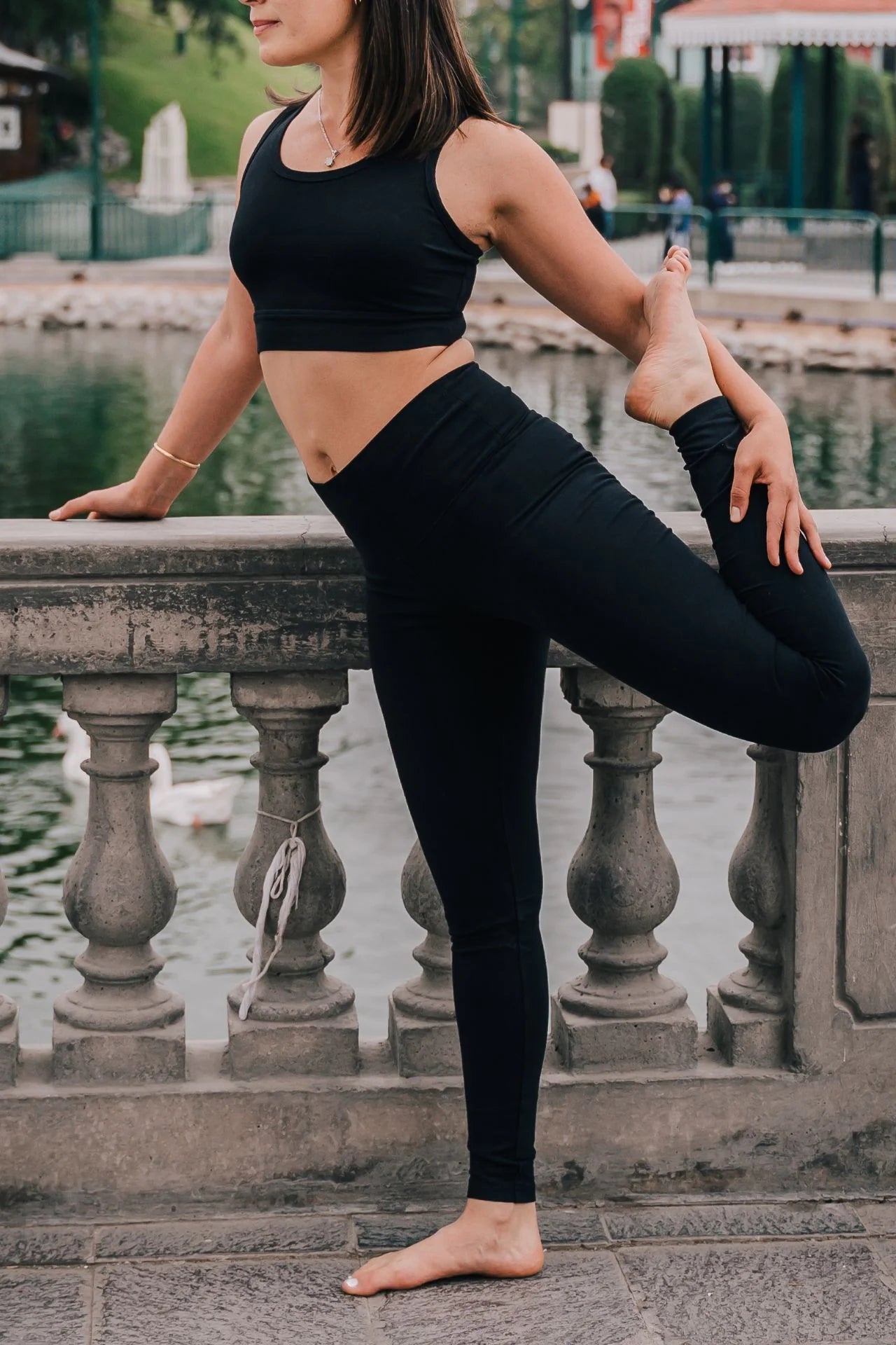 Organic Cotton Leggings 26" Black with Band-3