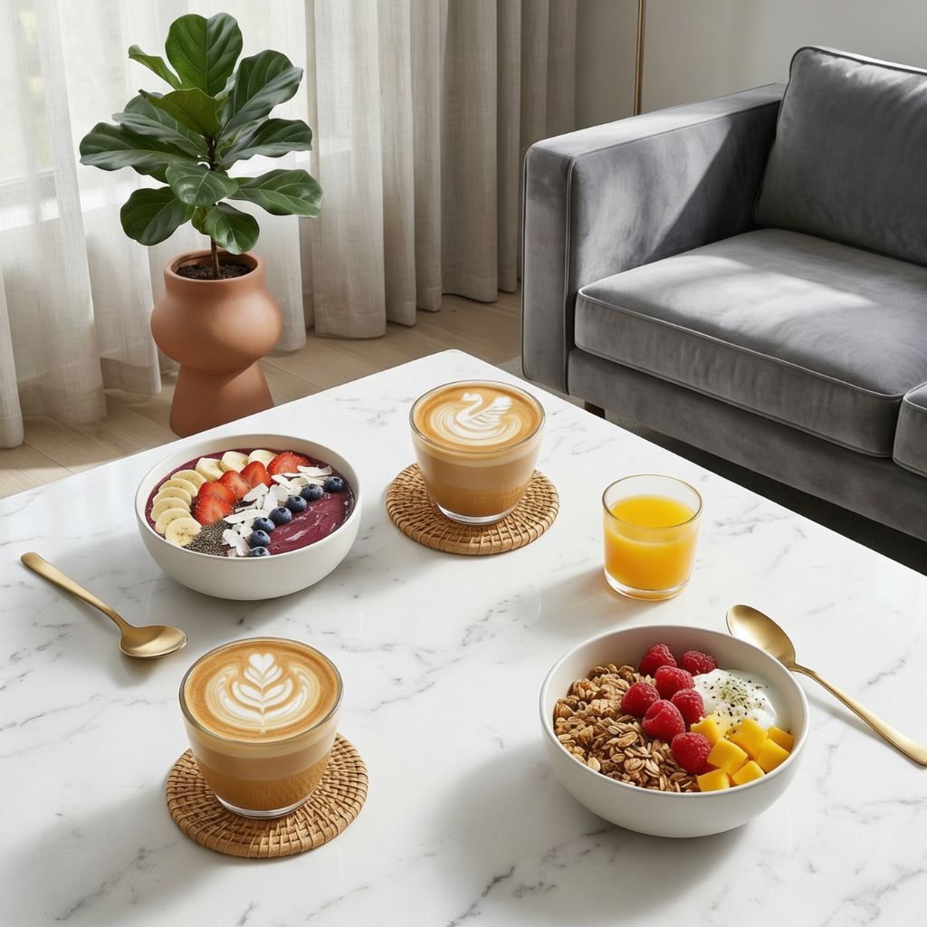 Natural Rattan Coaster Set | 6 Coasters + Holder