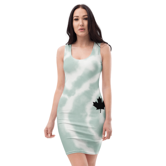 Canada Love Maple Leaf Bodycon Dress — Mint Tie-Dye | UStico