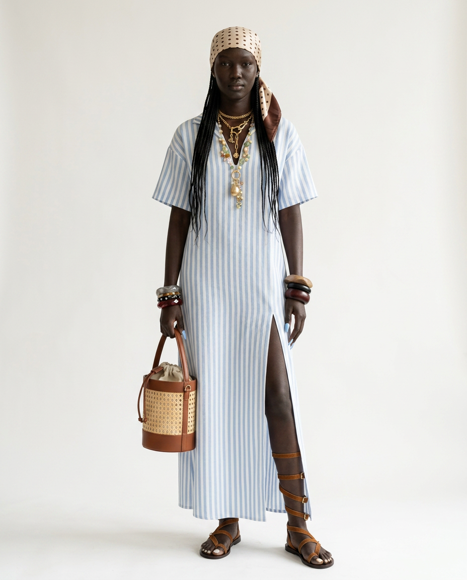 Wanderlust Striped Slit Maxi Dress