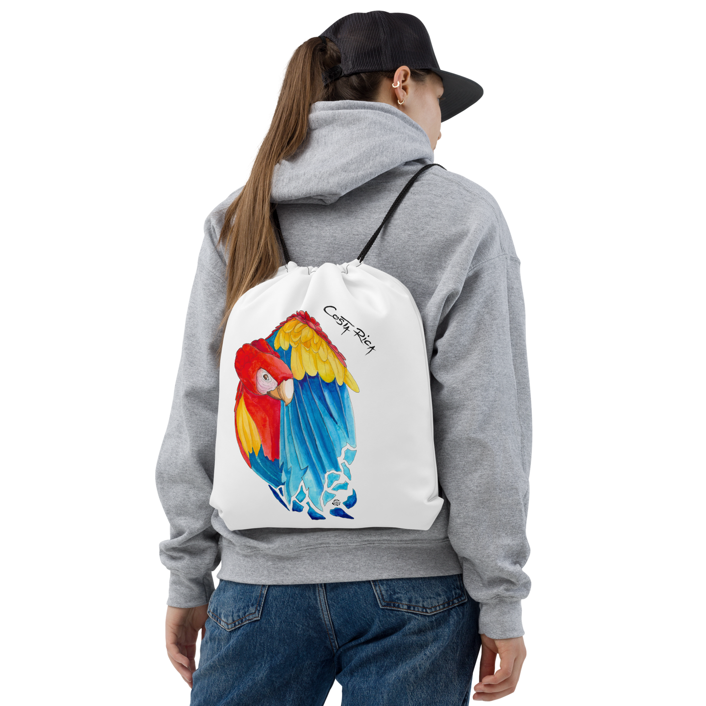 SC Sitting Macaw Drawstring bag