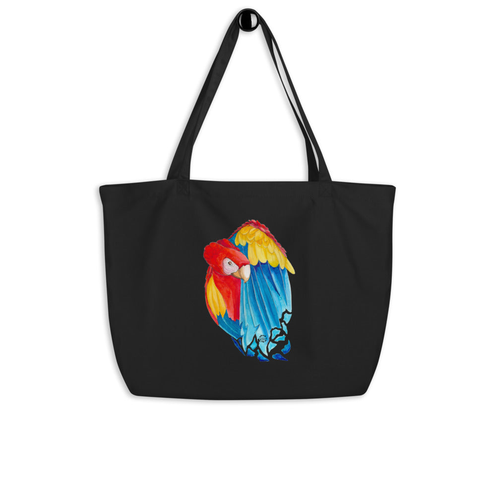 SC Sitting Macaw Large organic tote bag