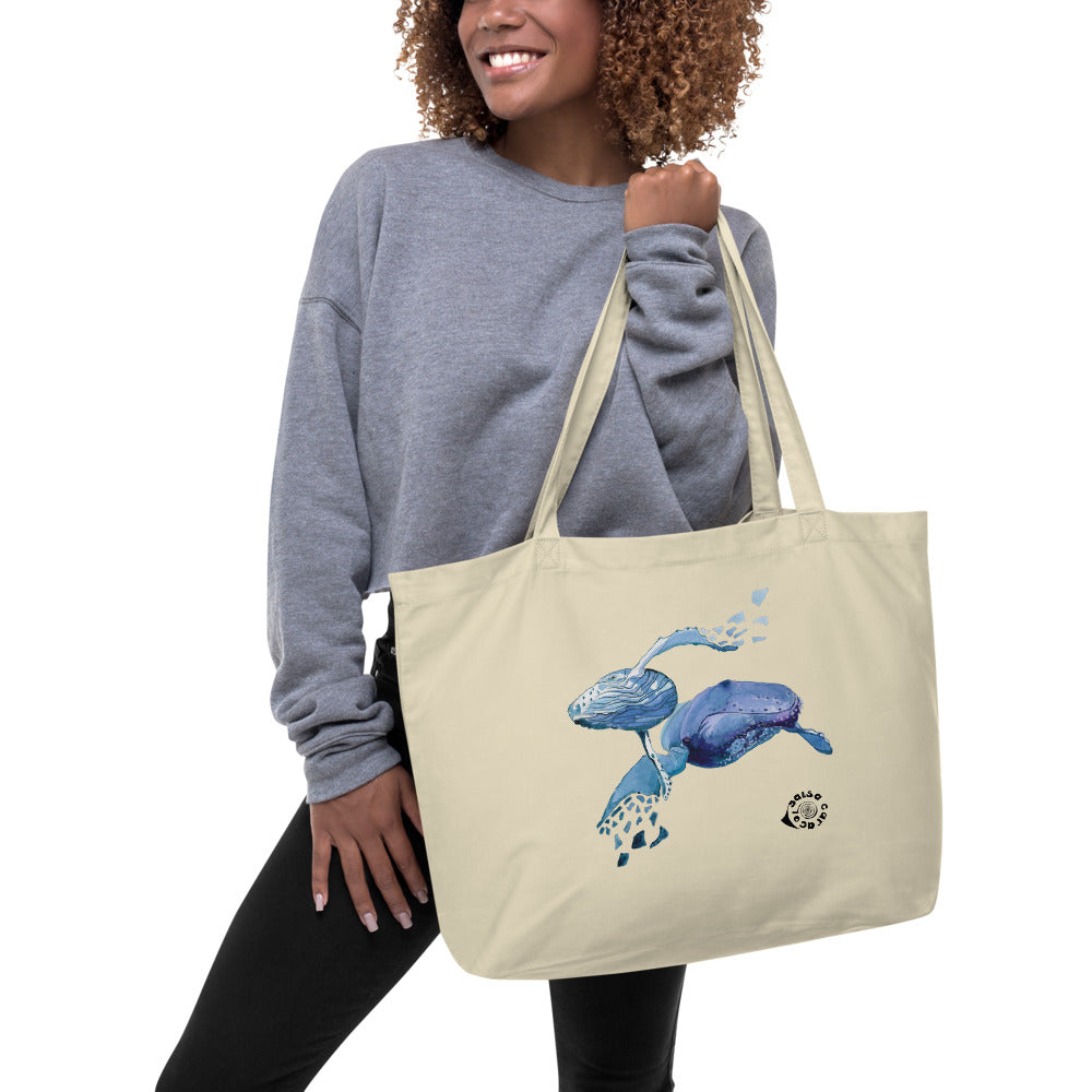 SC Natural Whale Large organic tote bag