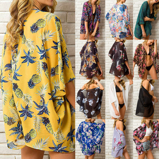 Floral Kimono Swimsuit Cover Up