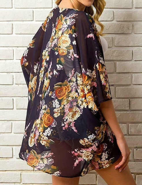 Floral Kimono Swimsuit Cover Up