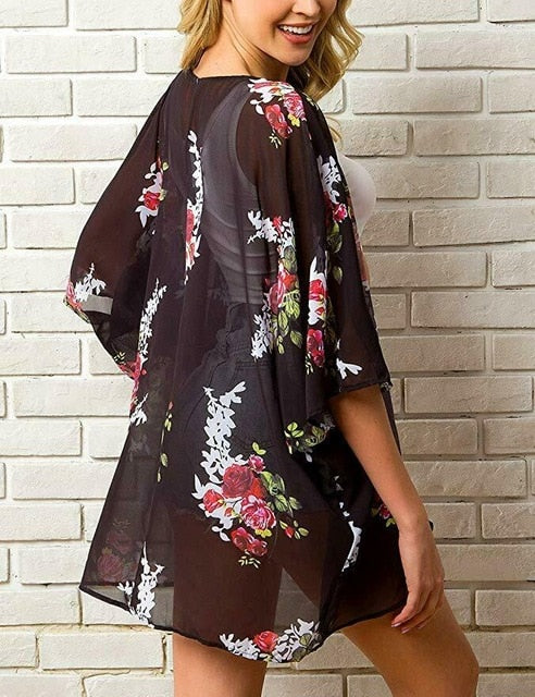 Floral Kimono Swimsuit Cover Up