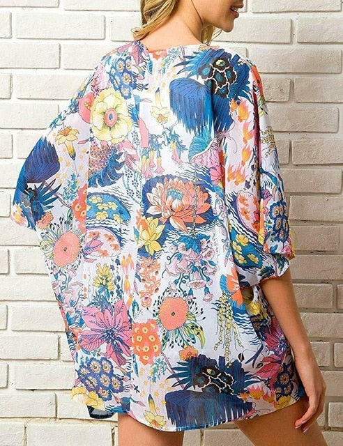 Floral Kimono Swimsuit Cover Up