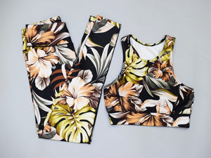 Floral Activewear Set with High Waist Quick Dry Fabric