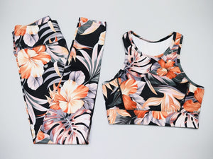 Floral Activewear Set with High Waist Quick Dry Fabric