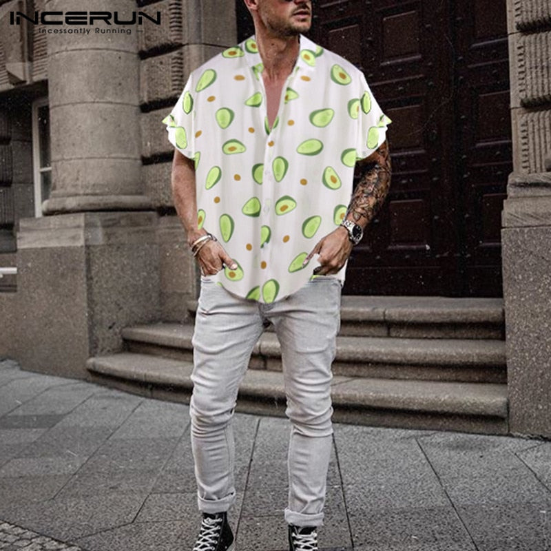 Avocado Print Men Shirt Short Sleeve