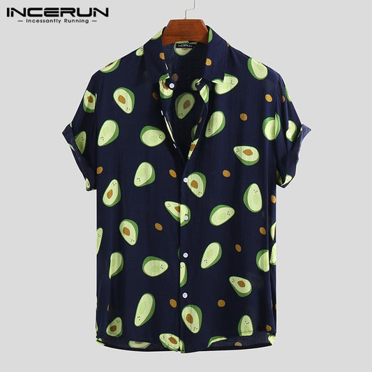 Avocado Print Men Shirt Short Sleeve