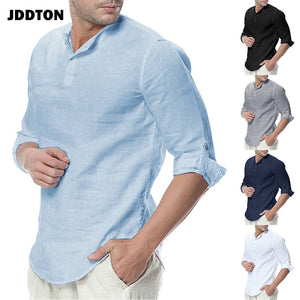 Men's Long Sleeve Cotton Linen Casual Breathable Comfort Shirt