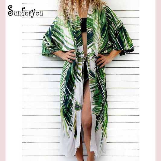 Cotton Beach Cover up Boho Print
